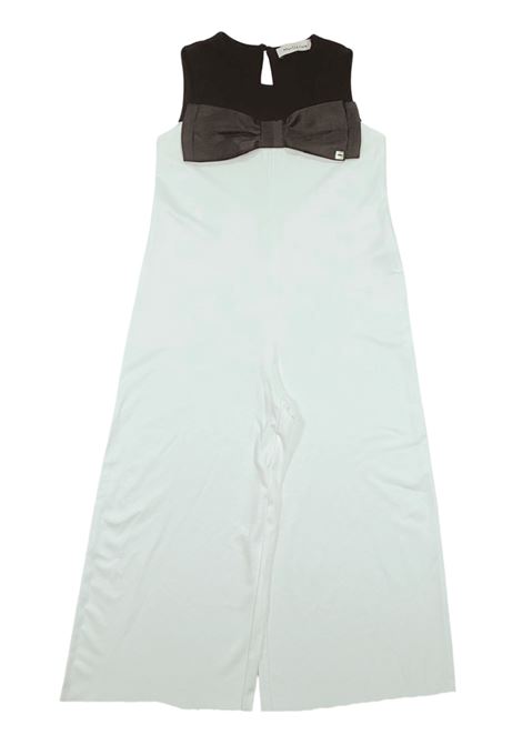 Tuta bambina bianco/nero in viscosa Manila Grace | 163AMJS25/SUBIANCO/NERO